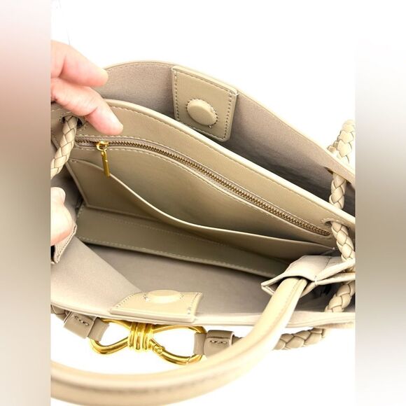 Tan Woven Vegan Leather & Faux Suede Handbag w/ Versatile Strap NWOT - Picture 9 of 11